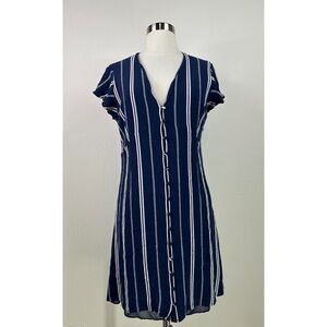 Rails Striped Cap Sleeves Button Down Shirt Mini Dress